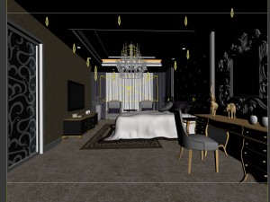 luxury stylish interior master bedroom - 38 3D 模型