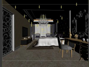 luxury stylish interior master bedroom - 38 3D Model