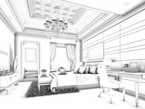 luxury stylish interior master bedroom - 39 3D Model