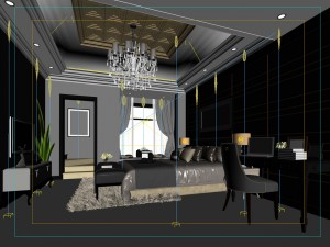 luxury stylish interior master bedroom - 39 3D Model