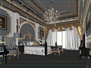 luxury stylish interior master bedroom - 40 3D Model