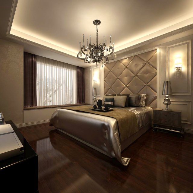 luxury stylish interior master bedroom - 43 3D Модель .c4d .max .obj .3ds .fbx .stl .blend 