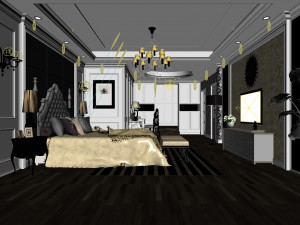 luxury stylish interior master bedroom - 44 3D 모델