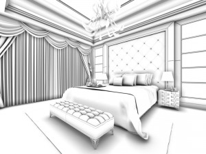 luxury stylish interior master bedroom - 45 3D-Modell