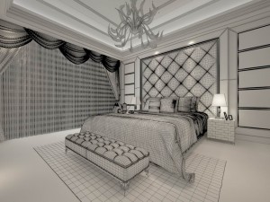 luxury stylish interior master bedroom - 45 3D-Modell