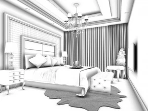 luxury stylish interior master bedroom - 47 3D Model
