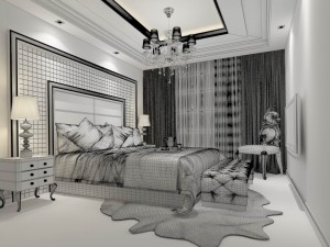 luxury stylish interior master bedroom - 47 3D-Modell