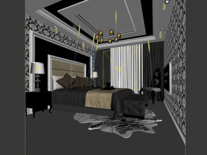 luxury stylish interior master bedroom - 47 3D-Modell