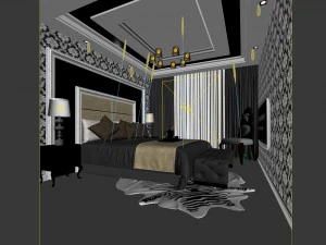 luxury stylish interior master bedroom - 47 3D Model