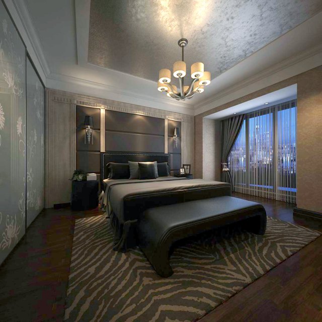 luxury stylish interior master bedroom - 48 3D Model .c4d .max .obj .3ds .fbx .stl .blend 