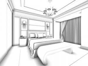 luxury stylish interior master bedroom - 48 3D Model