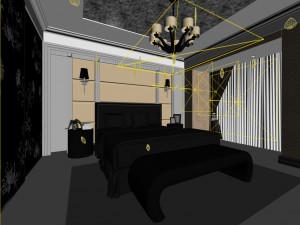 luxury stylish interior master bedroom - 48 3D Model