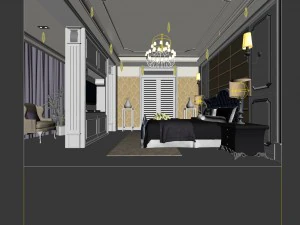 luxury stylish interior master bedroom - 49 3D Model