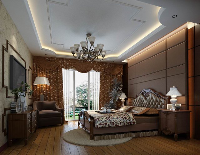 luxury stylish interior master bedroom - 51 3D Model .c4d .max .obj .3ds .fbx .stl .blend