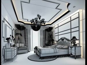 luxury stylish interior master bedroom - 51 3D Model