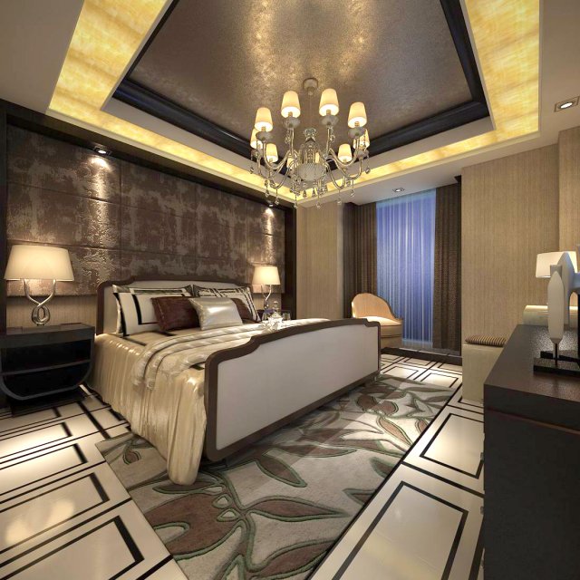 luxury stylish interior master bedroom - 52 3D Model .c4d .max .obj .3ds .fbx .stl .blend