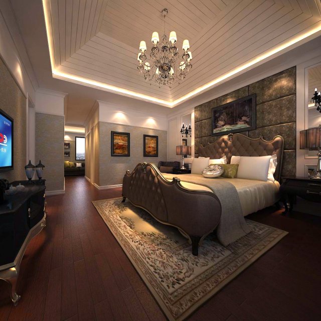 luxury stylish interior master bedroom - 54 3D Model .c4d .max .obj .3ds .fbx .stl .blend 