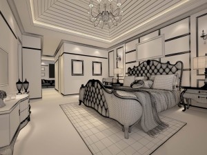 luxury stylish interior master bedroom - 54 3D Model