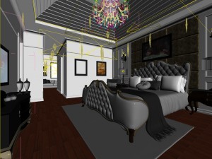 luxury stylish interior master bedroom - 54 3D Model