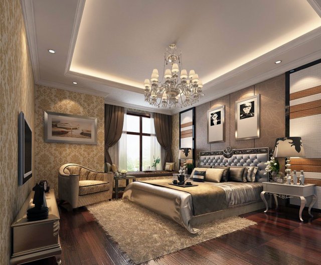 luxury stylish interior master bedroom - 55 Modelo 3D .c4d .max .obj .3ds .fbx .stl .blend