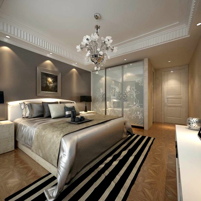 luxury stylish interior master bedroom - 56 Modelo 3D .c4d .max .obj .3ds .fbx .stl .blend 