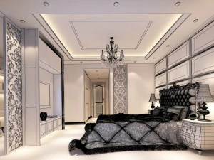 luxury stylish interior master bedroom - 57 3D Model