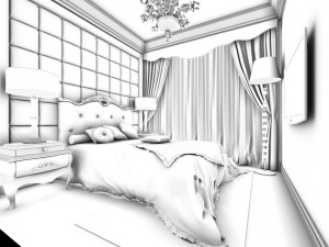 luxury stylish interior master bedroom - 58 3D-Modell