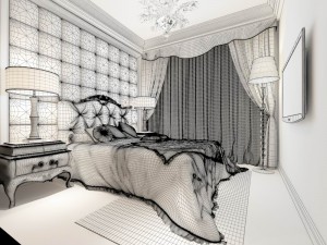 luxury stylish interior master bedroom - 58 3D-Modell
