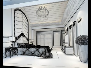 luxury stylish interior master bedroom - 59 Model 3D