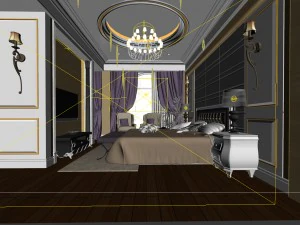 luxury stylish interior master bedroom - 61 3D Model