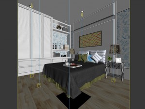 luxury stylish interior master bedroom - 62 3D Model