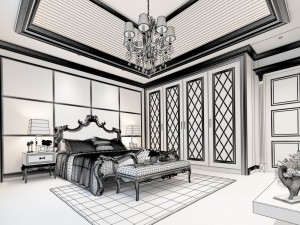 luxury stylish interior master bedroom - 64 3D Model