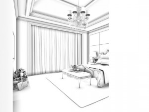 luxury stylish interior master bedroom - 64 3D Model