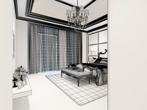luxury stylish interior master bedroom - 64 3D Model