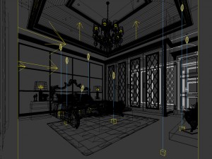 luxury stylish interior master bedroom - 64 3D Model