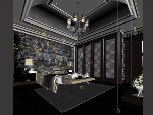 luxury stylish interior master bedroom - 64 3D Model