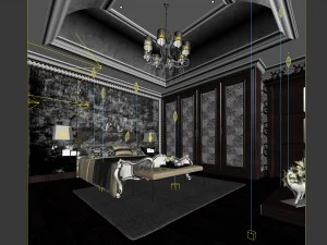 luxury stylish interior master bedroom - 64 3D Model
