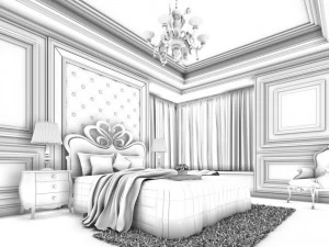luxury stylish interior master bedroom - 65 3D Model