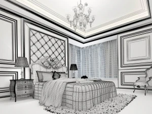 luxury stylish interior master bedroom - 65 3D Model