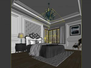 luxury stylish interior master bedroom - 65 3D Model