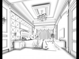 luxury stylish interior master bedroom - 66 3D Model