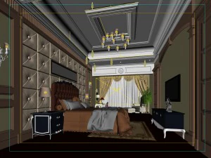luxury stylish interior master bedroom - 66 3D Model
