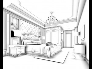 luxury stylish interior master bedroom - 67 3D मॉडल