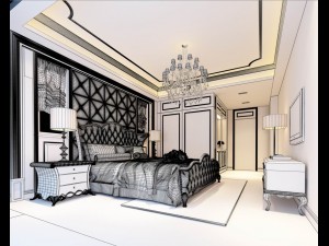 luxury stylish interior master bedroom - 67 3D मॉडल