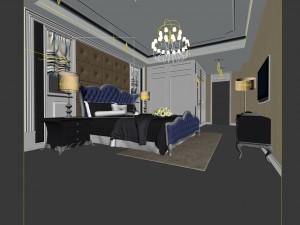 luxury stylish interior master bedroom - 67 3D मॉडल
