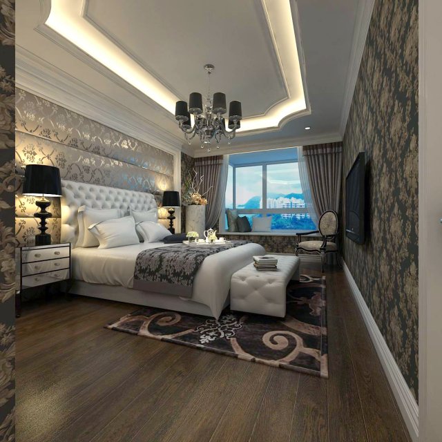 luxury stylish interior master bedroom - 68 Modèle 3D .c4d .max .obj .3ds .fbx .stl .blend 