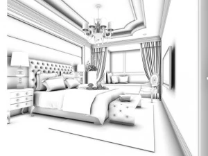 luxury stylish interior master bedroom - 68 3D Model