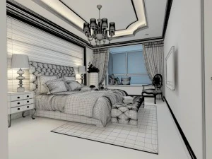 luxury stylish interior master bedroom - 68 3D Model