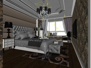 luxury stylish interior master bedroom - 68 3D Model