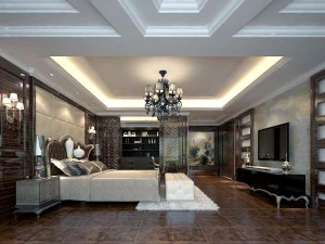 豪華でスタイリッシュなインテリアのマスターベッドルーム - 71 3Dモデル